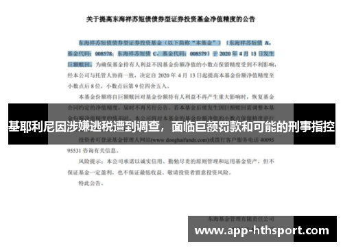 基耶利尼因涉嫌逃税遭到调查，面临巨额罚款和可能的刑事指控